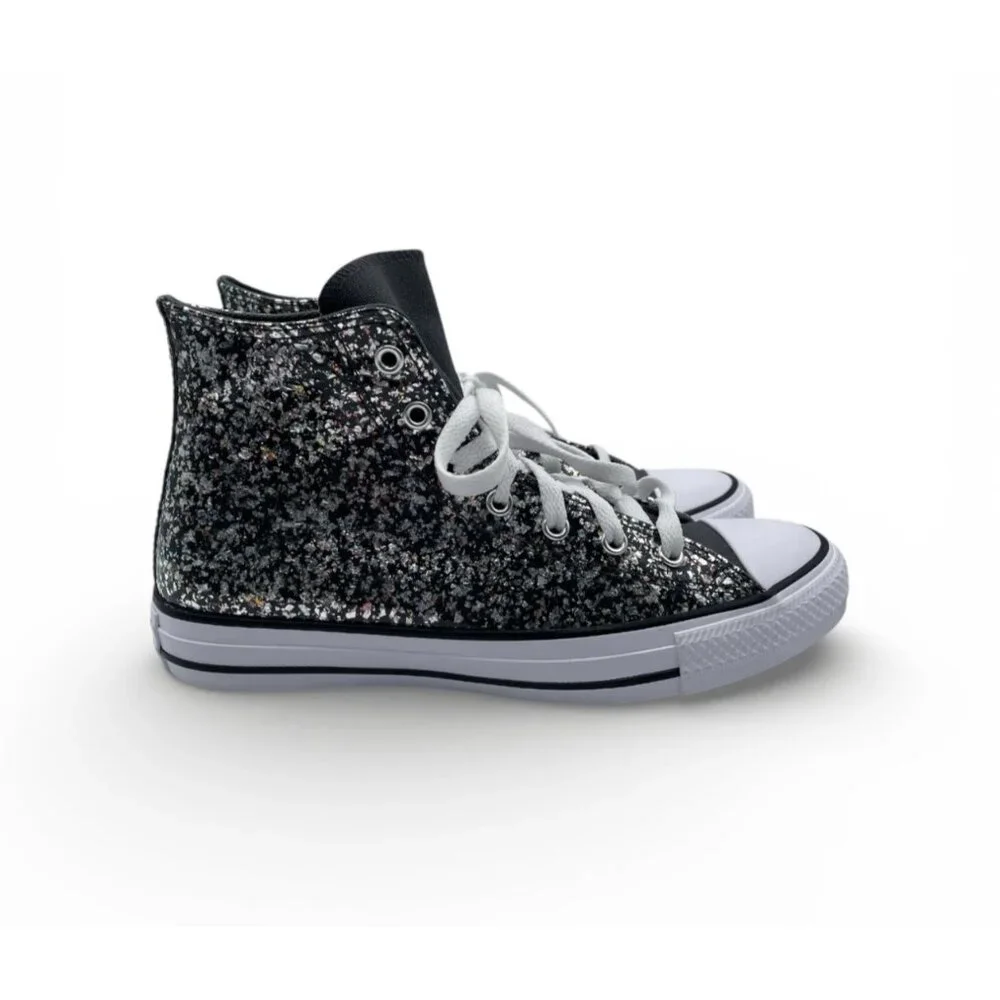 Kid's Converse Chuck Taylor All Star High Black Glitter Shoes Size 6 A09270C NIB